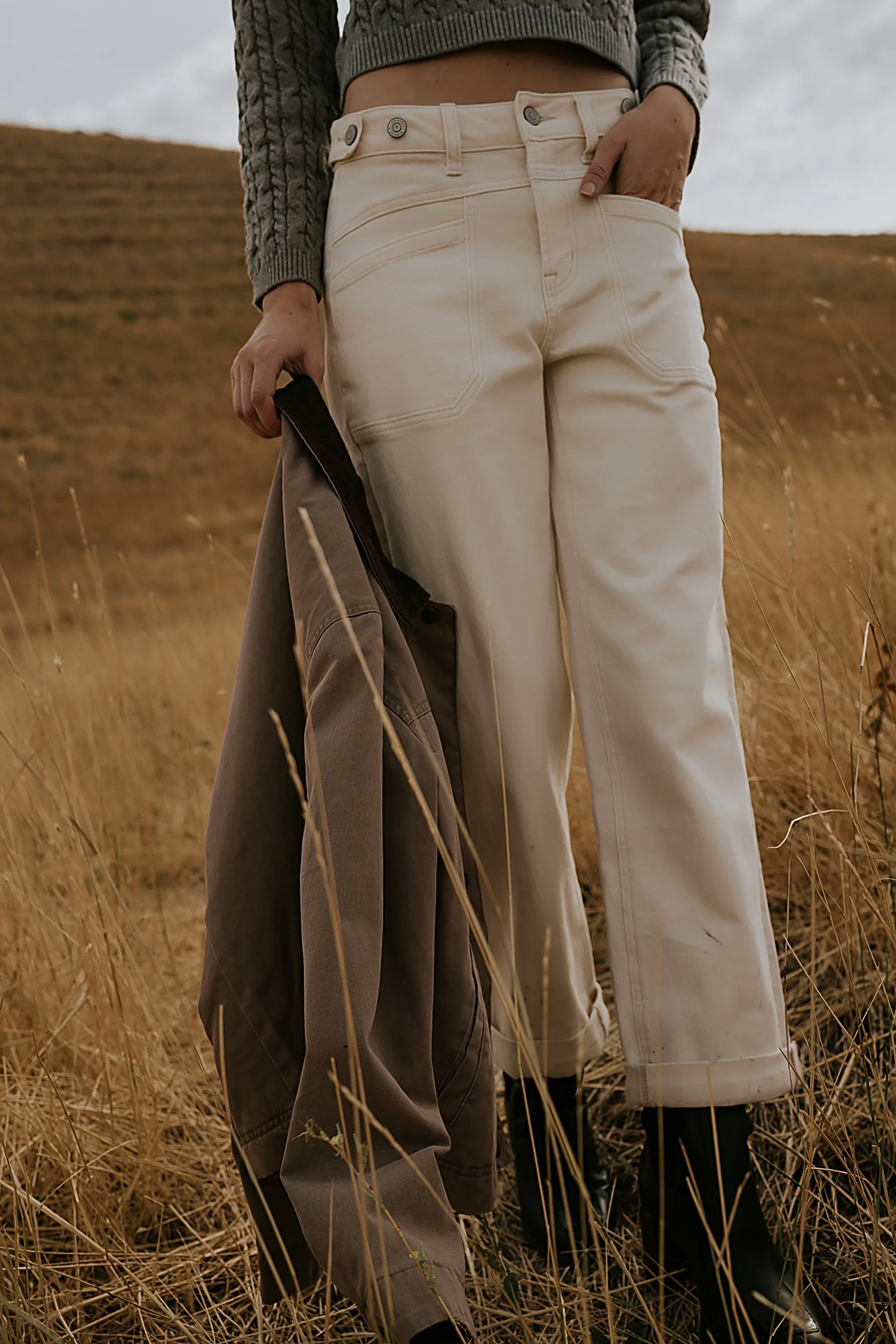 Amber Wide Leg Jeans in Cream