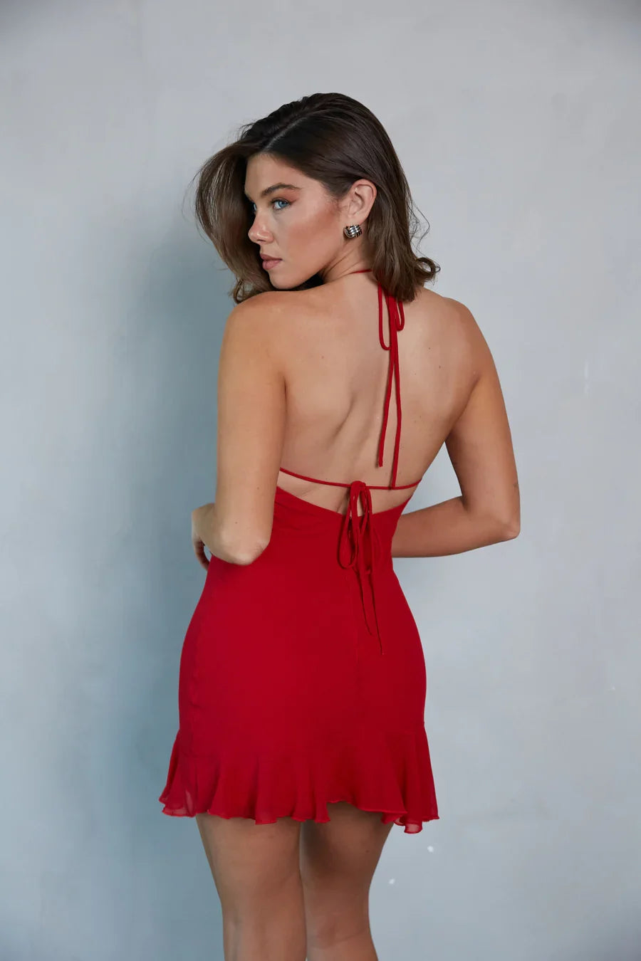 Bex Halter Ruffle Mini Dress