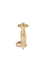 Gold Ankle Strap Leather Stiletto High Heel Sandals