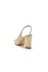 Champagne Evening Chunky Shoes with Lace and Sequins