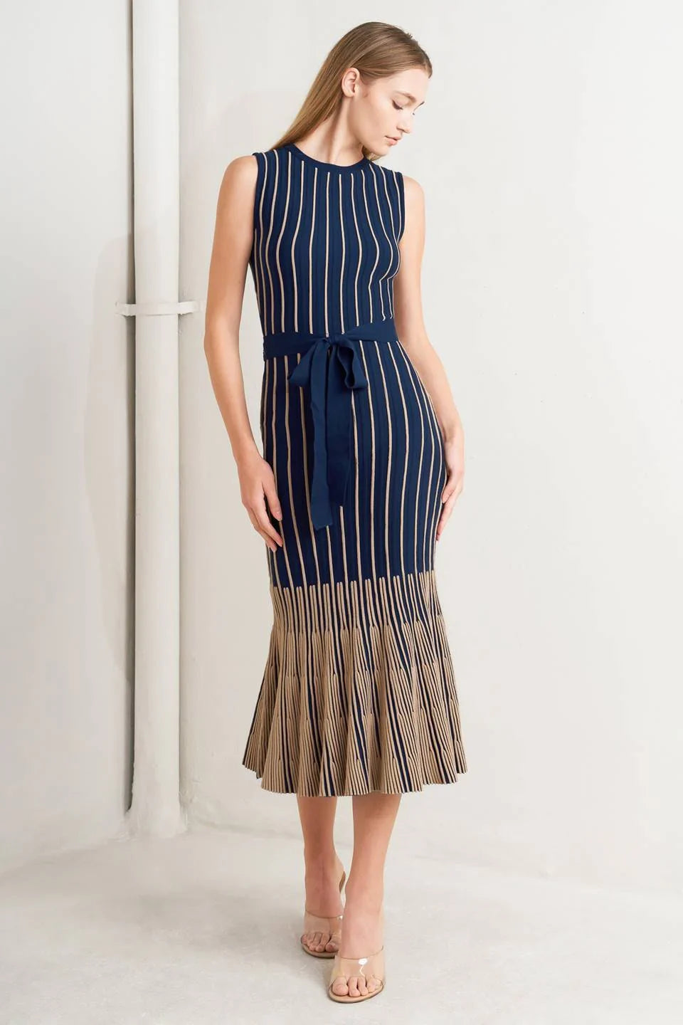 SWEATER KNIT NAVY MERMAID MIDI DRESS