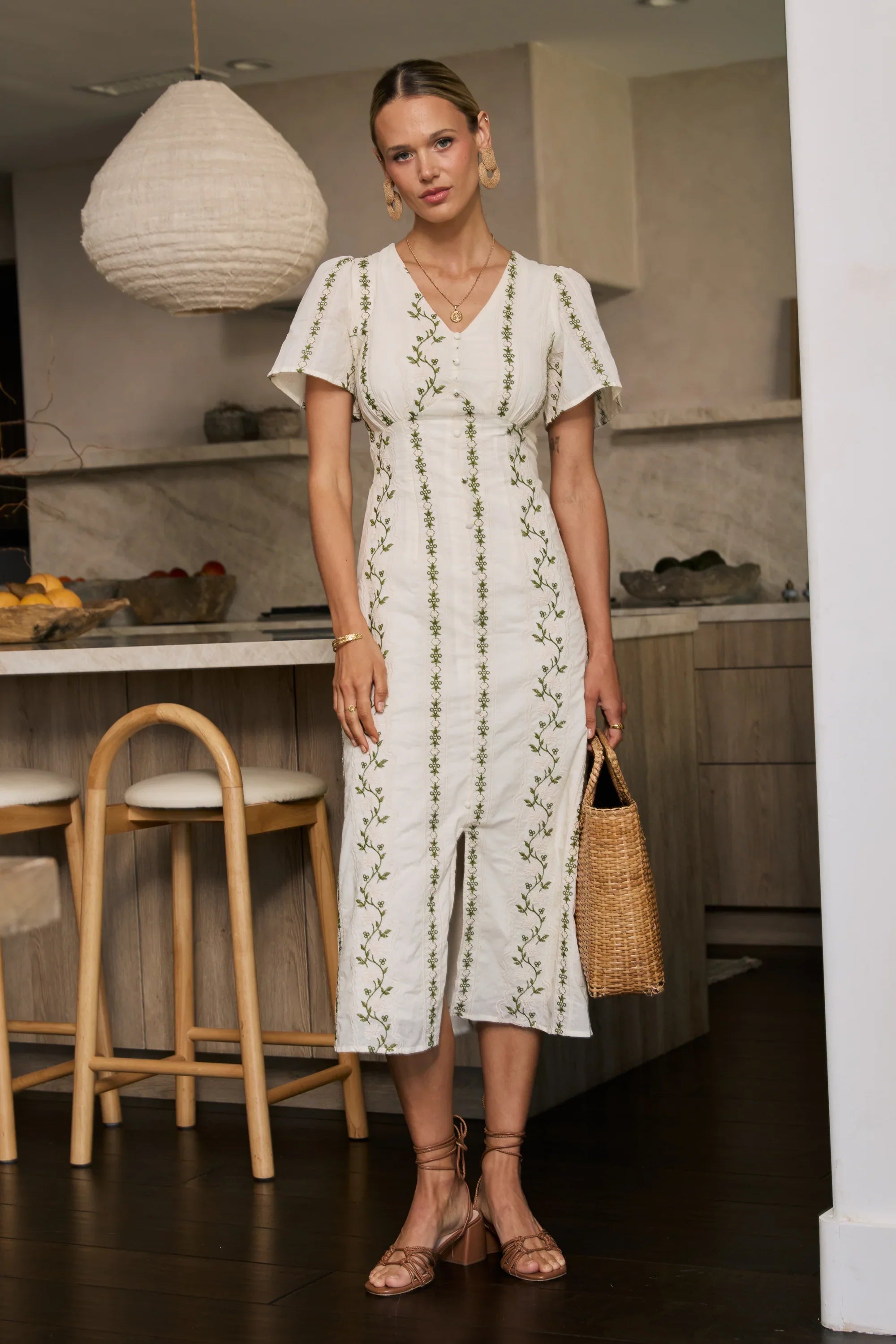 Emmy Embroidered Midi Dress
