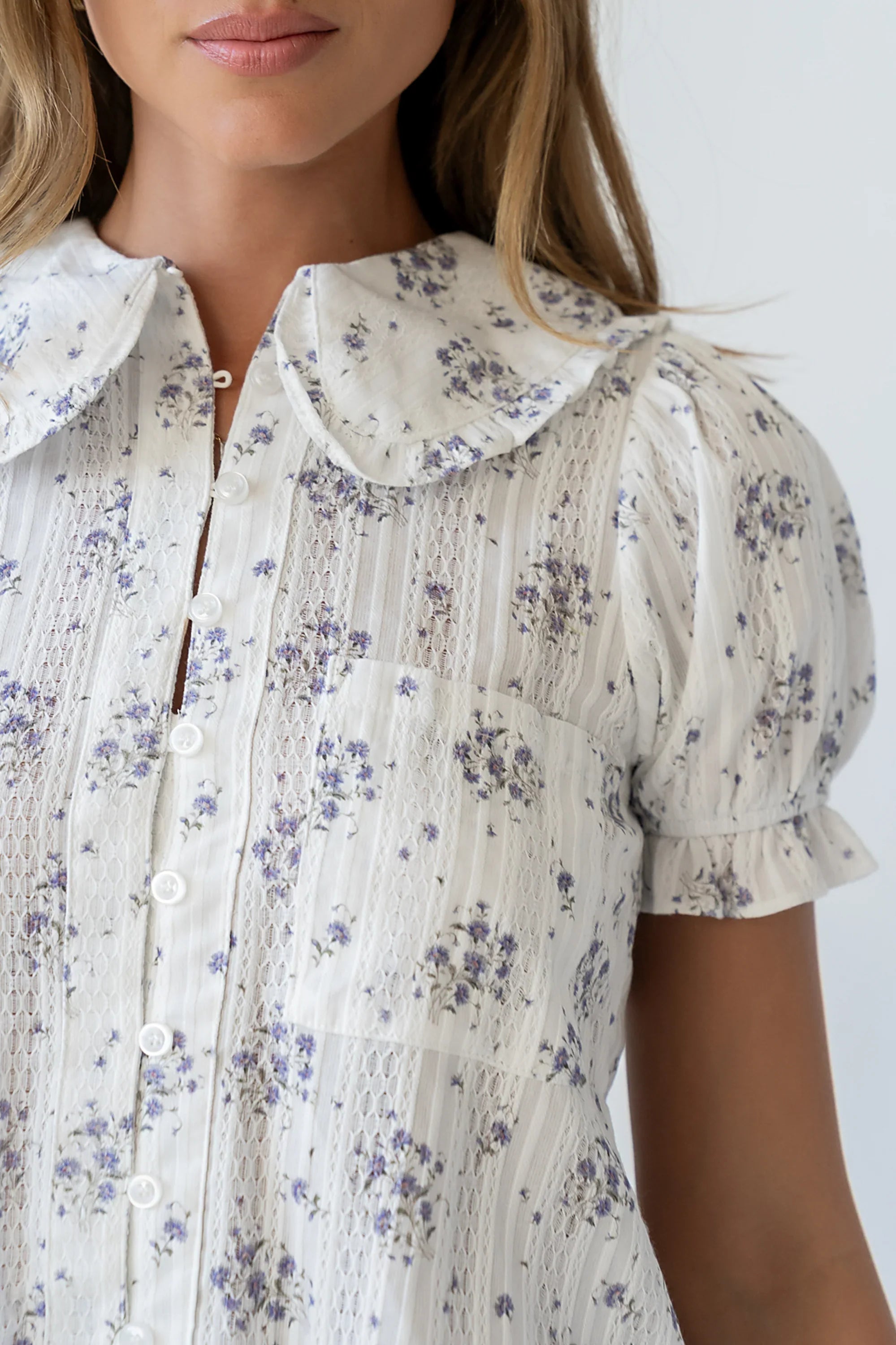 Nelly Floral Blouse in Lavender