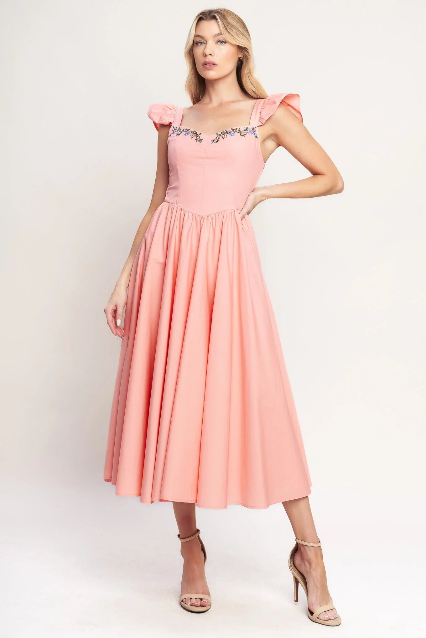 BLUSHED WITH LOVE DUSTY PINK MIDI DRESS