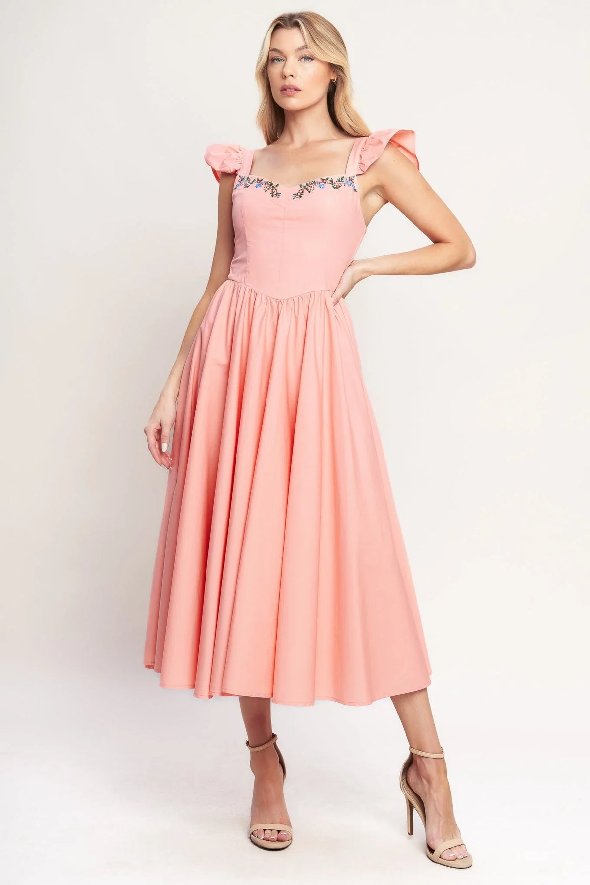 BLUSHED WITH LOVE DUSTY PINK MIDI DRESS