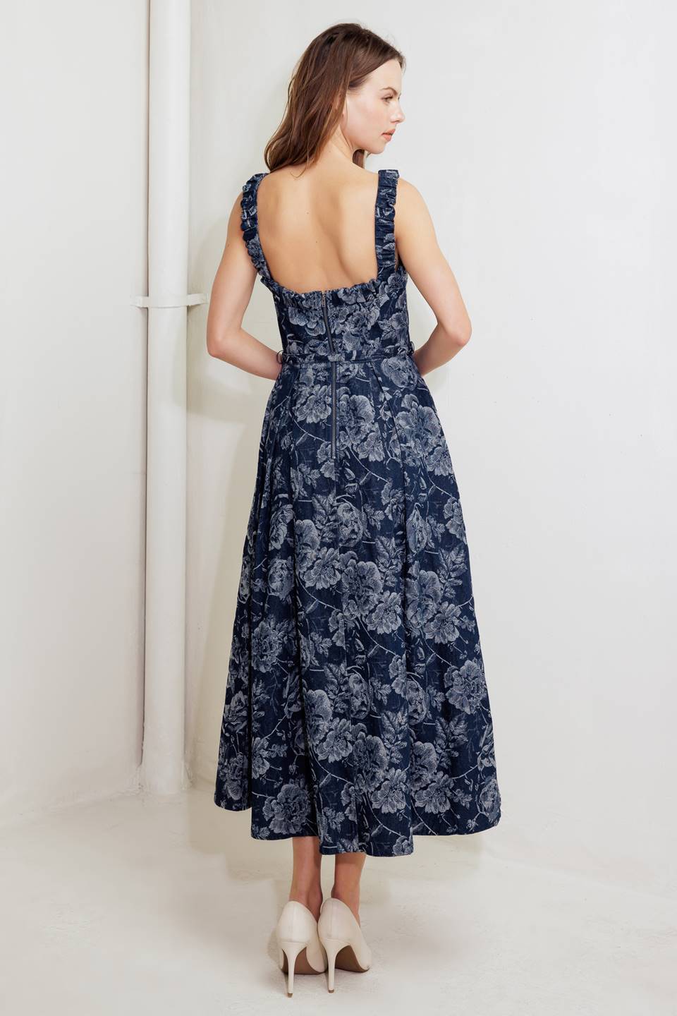 ROSE DENIM MIDI DRESS