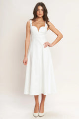 BALANCED PROPORTION WHITE MIDI DRESS