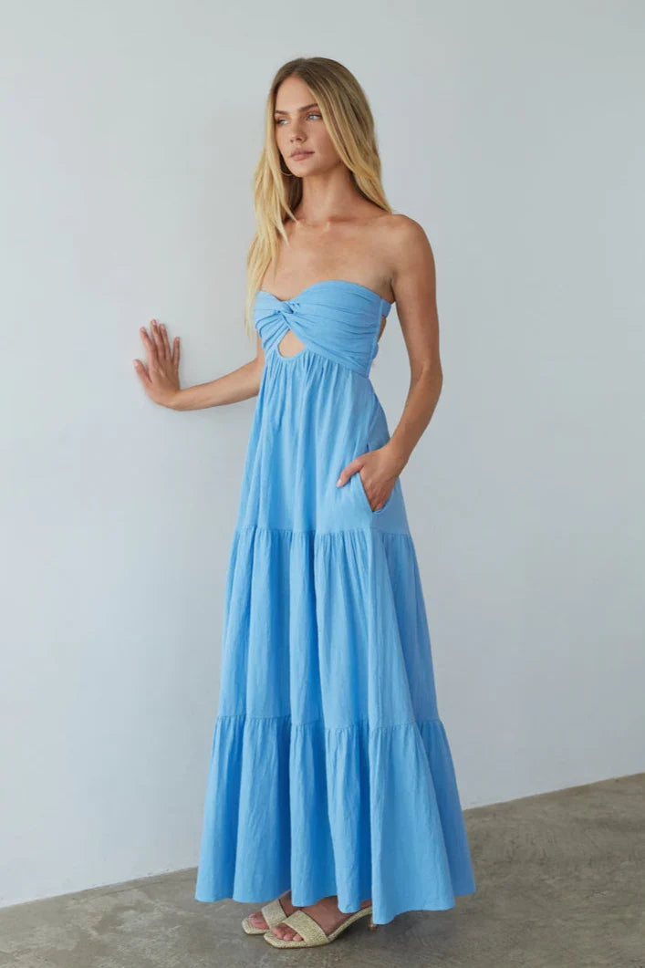 Della Twist Linen Maxi Dress