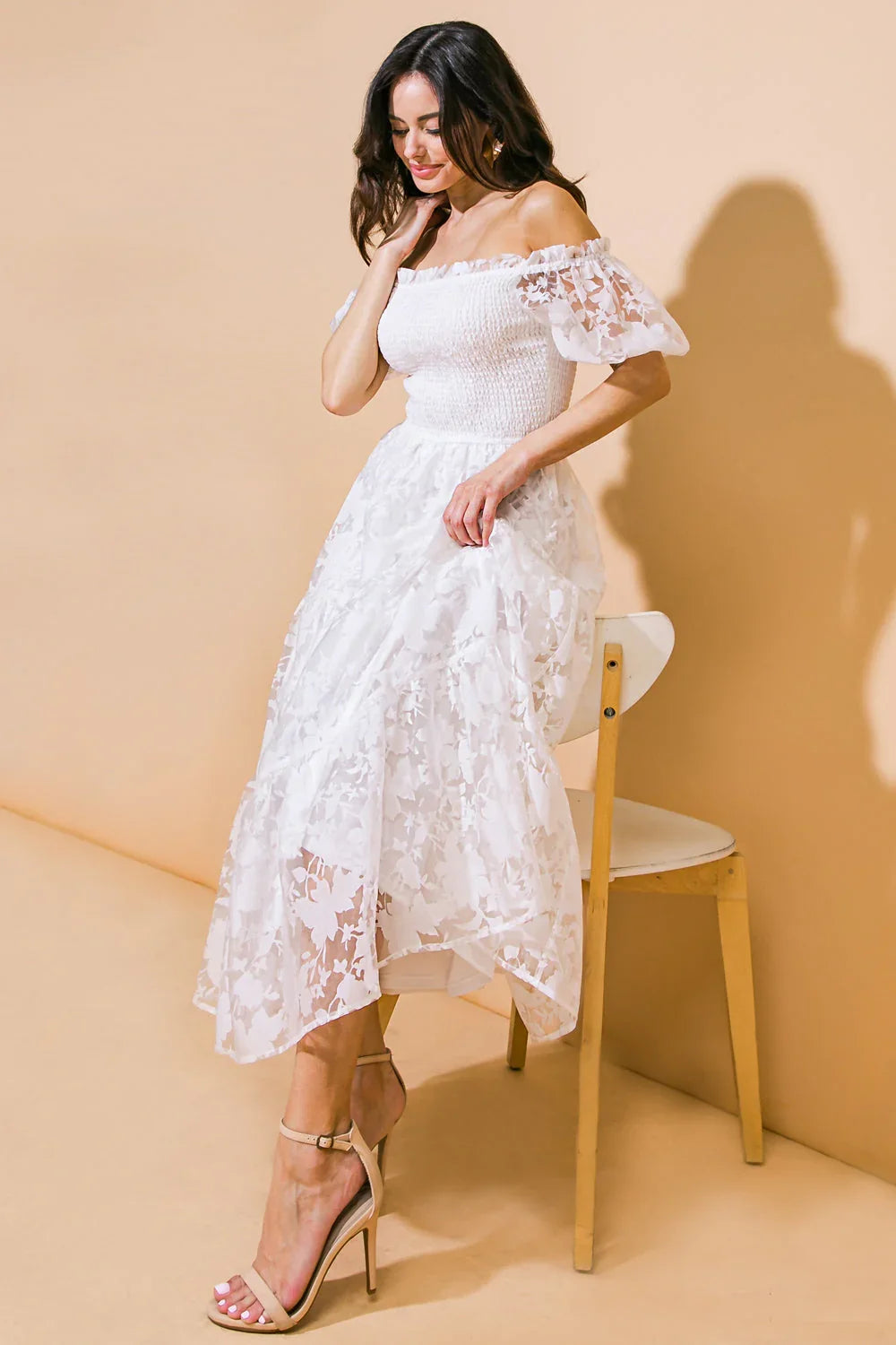 LOVE IN YOUR EYES WHITE MIDI DRESS