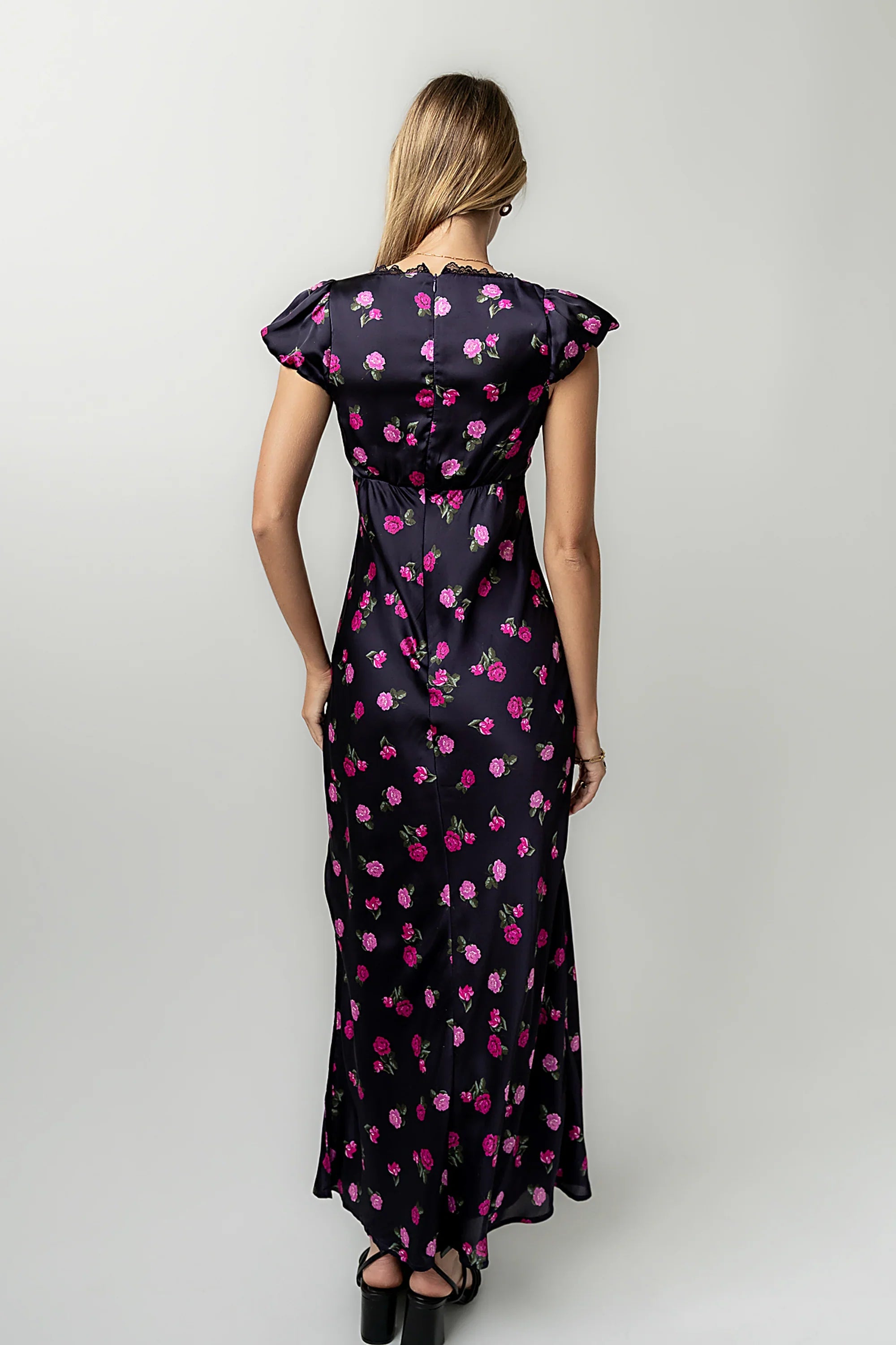 Asa Floral Maxi Dress in Plum