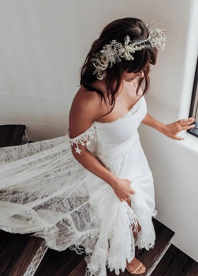 Bohemia Star tassel Chic Lace Wedding Dress