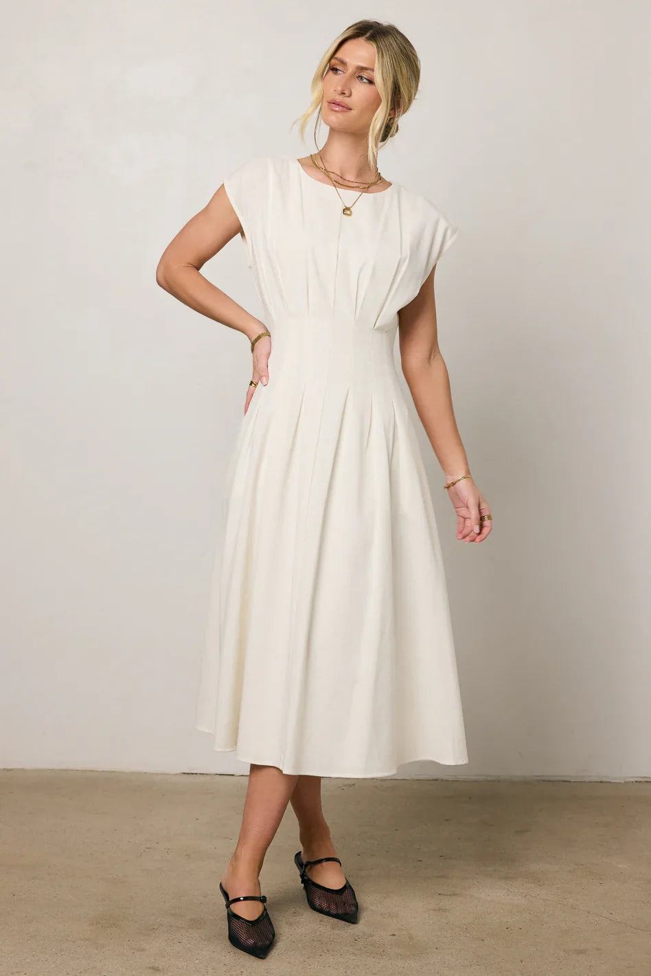 Isla Midi Dress in Off White