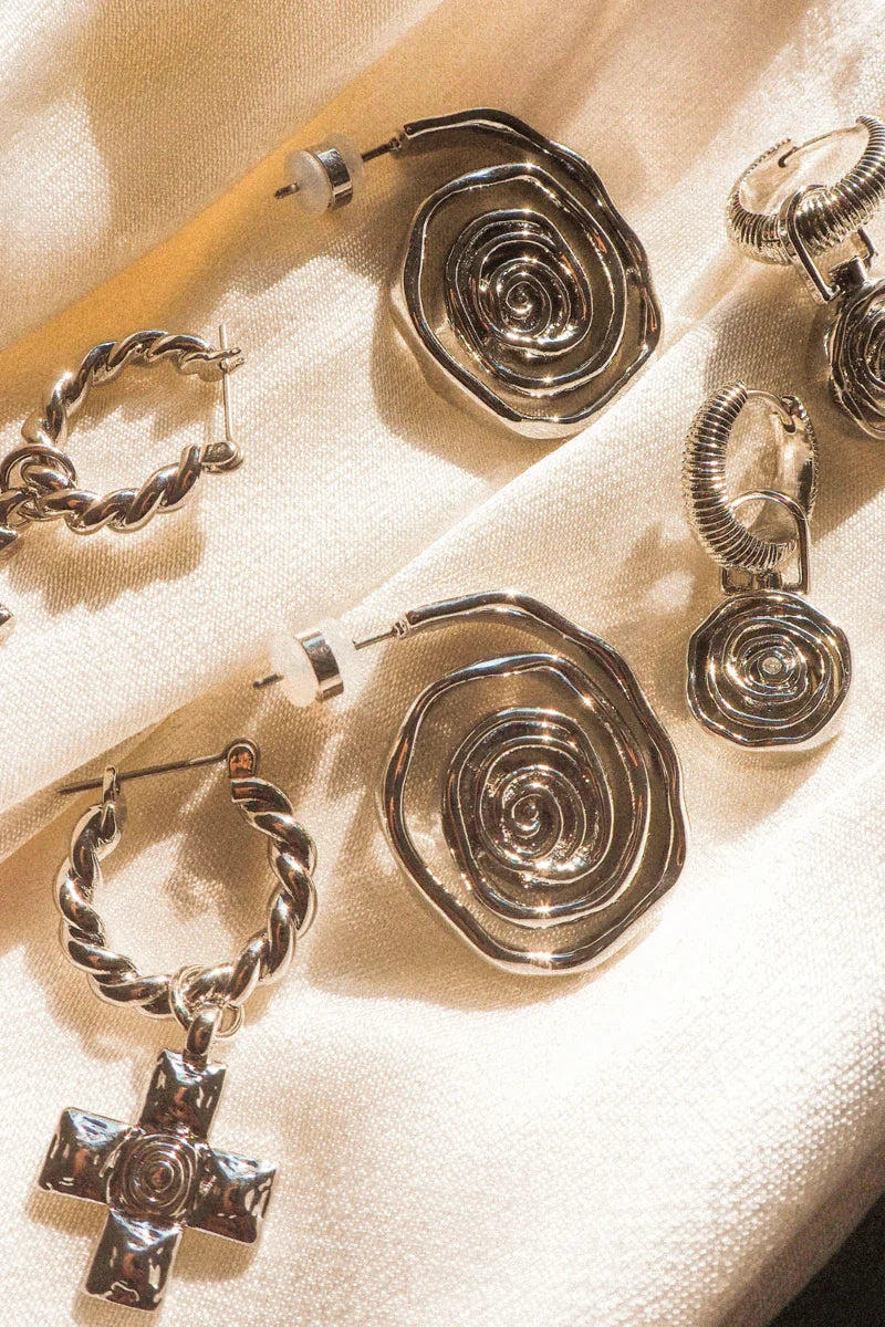 LUV AJ Rosette Coil Charm Hoops