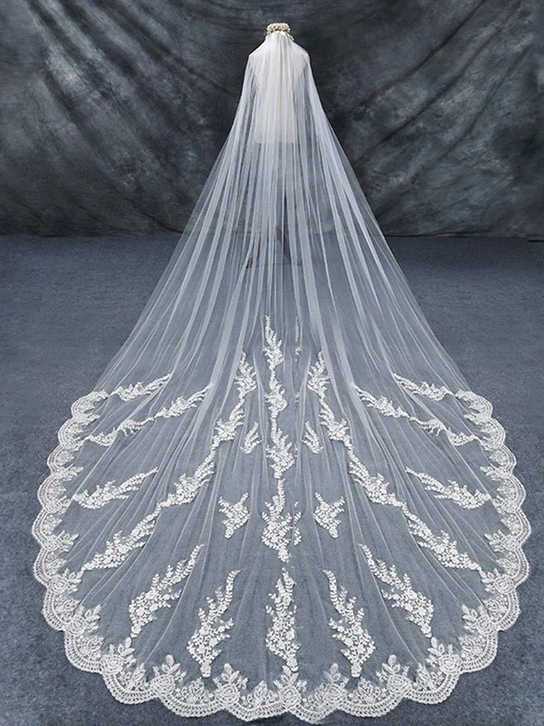 Vintage Floral Lace Cathedral Veil Bridal Veil Wedding Veil