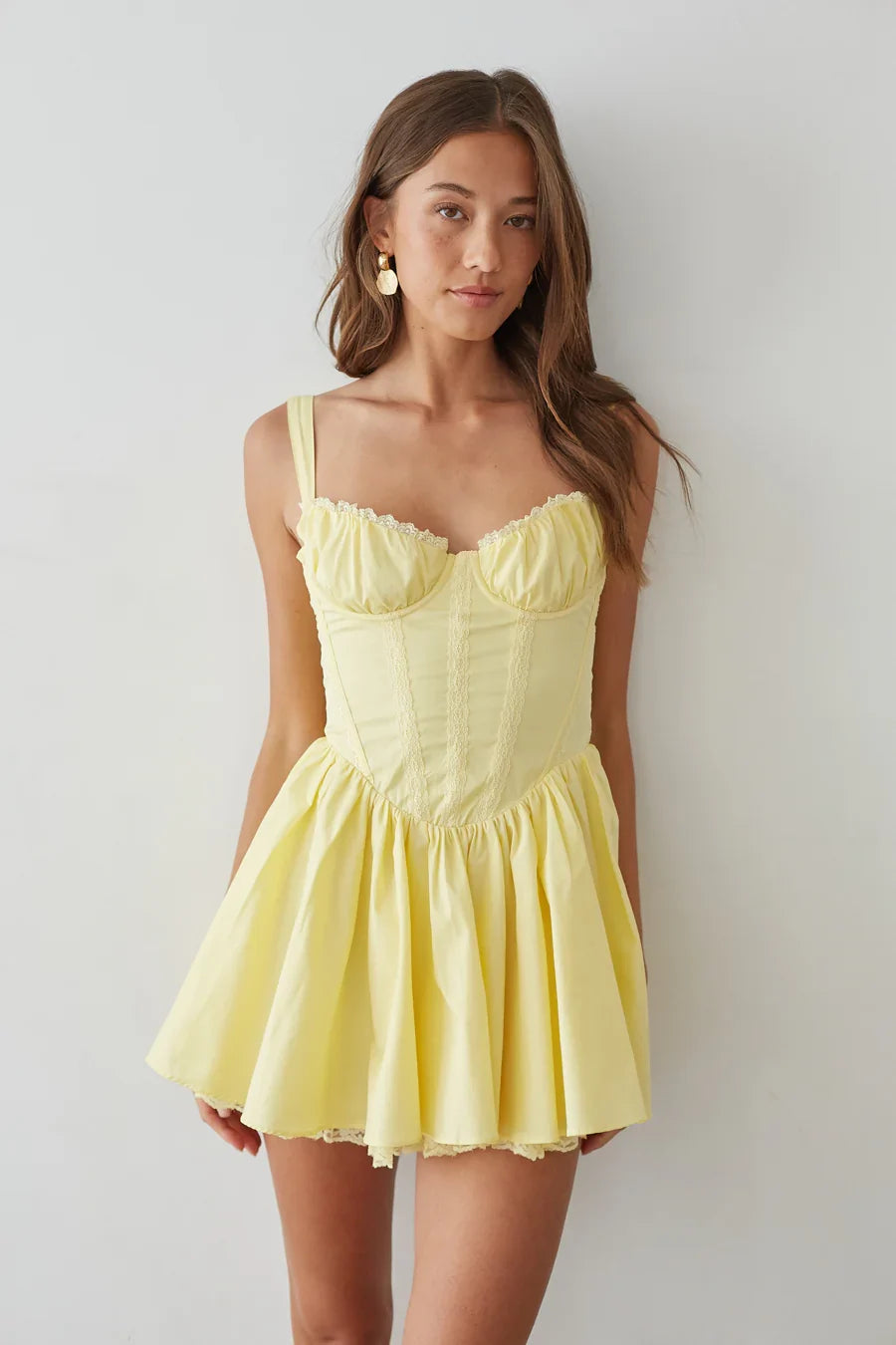 Belle Lace Trim Corset Mini Dress