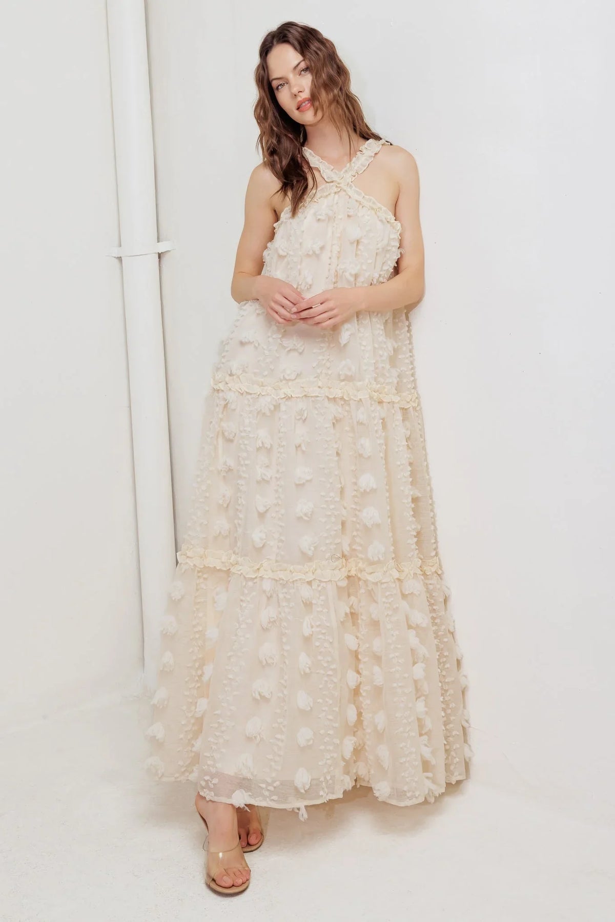 CLOUD NINE CROSS FRONT MAXI DRESS