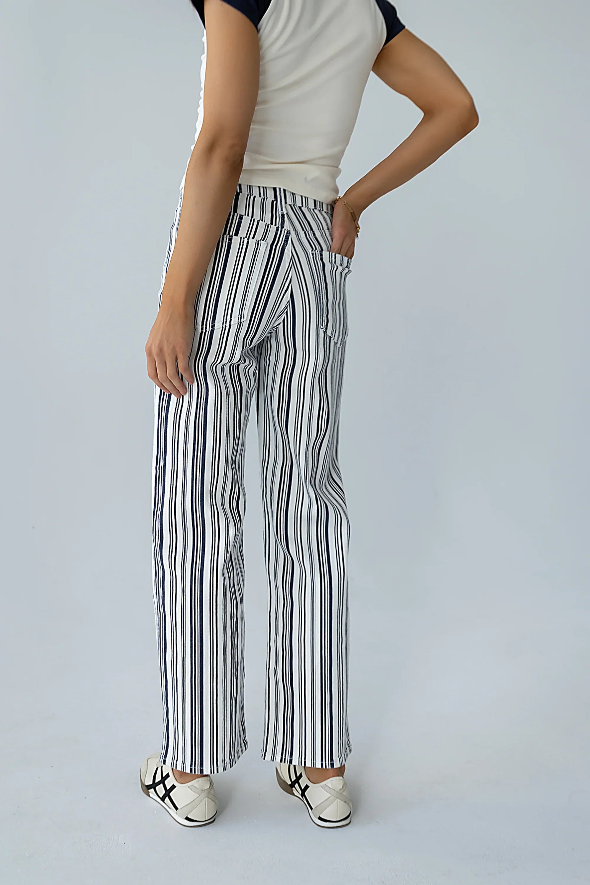 Kimmie Striped Straight Leg Jeans