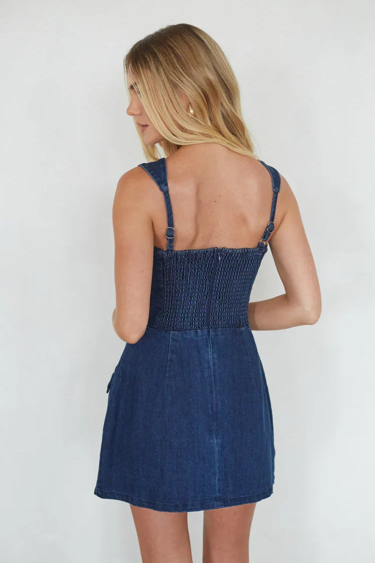 Mellie Denim Romper Mini Dress