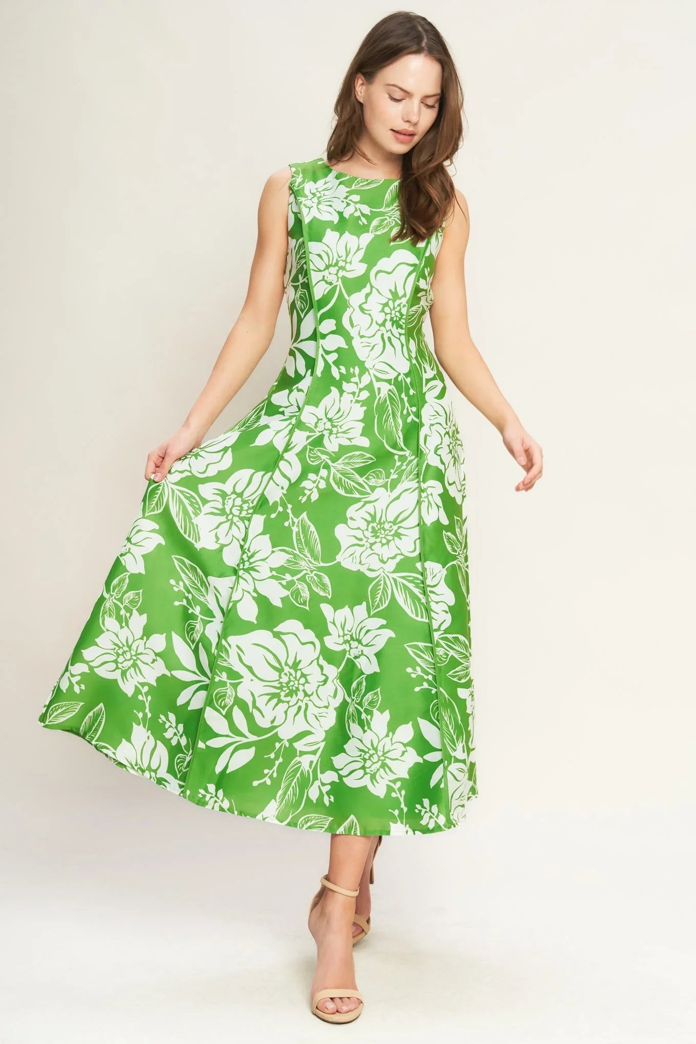 GARDEN GODDESS GREEN MIDI DRESS