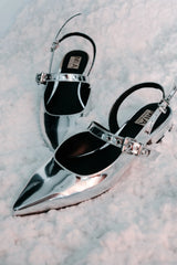 Aire Slingback Flats in Silver