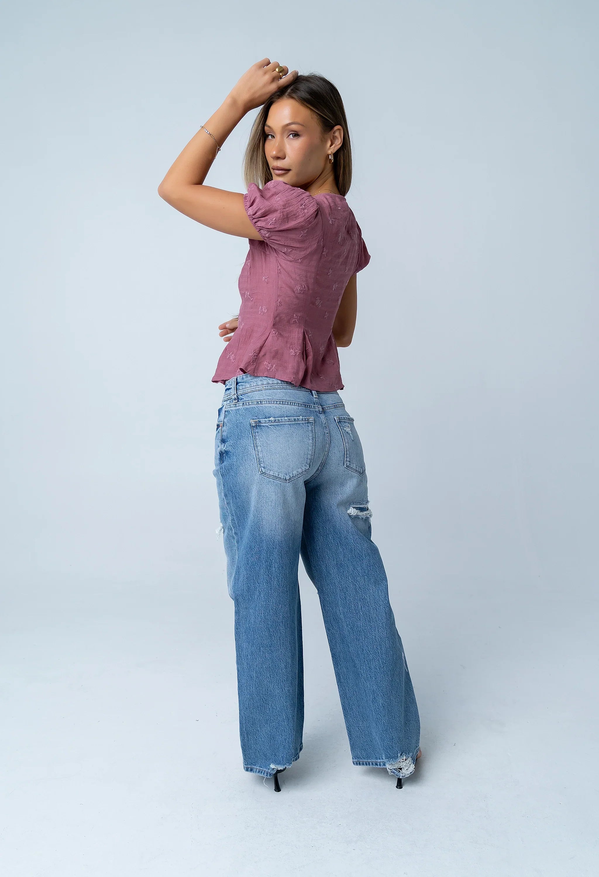 Brianna Embroidered Blouse in Brick
