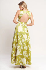 LIME FLORAL MAXI DRESS