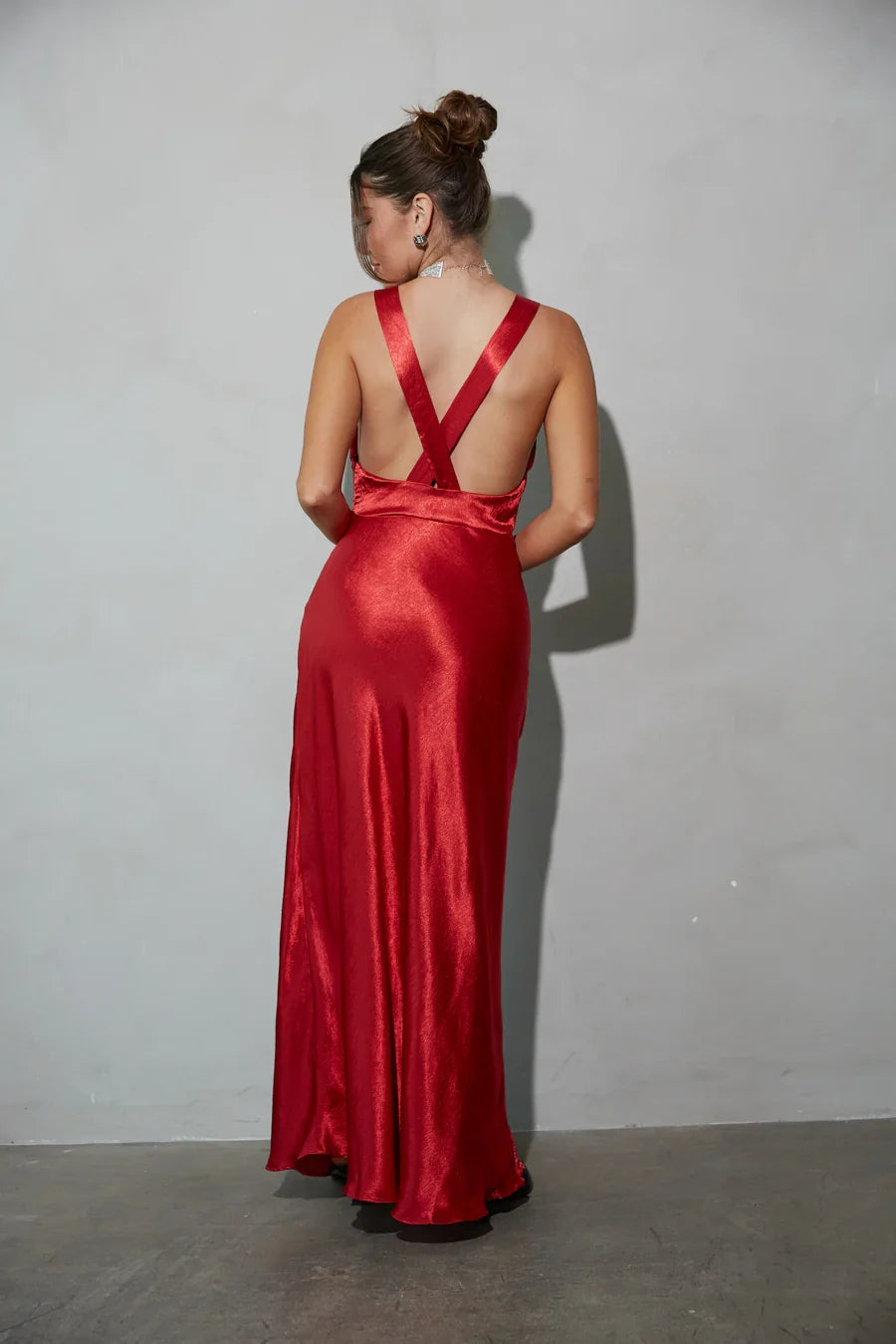 Illianna Open Back Satin Maxi Dress