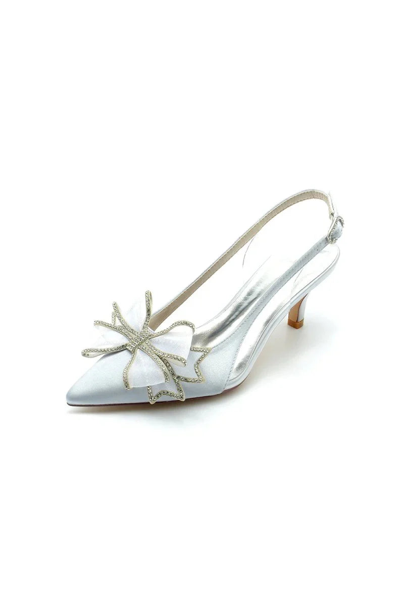 Peep Toe Slingback High Heels with Bow